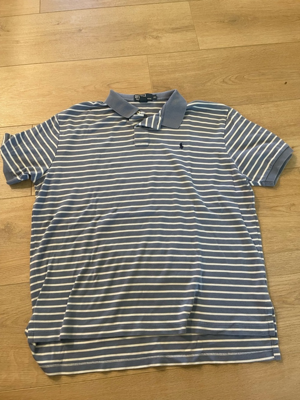 Striped Polo Shirt in Light Blue and White